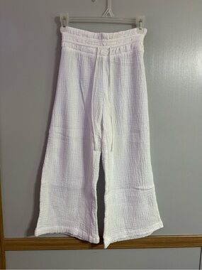 Indigo Rein White Wide-Leg Cotton Gauze Drawstring Beach Pants Size Small